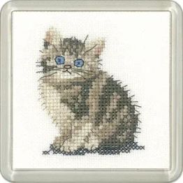 Little Friends Tabby Kitten Coaster Cross Stitch Kit