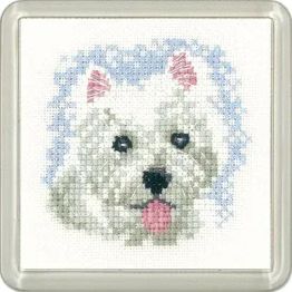 Little Friends Westie Puppy Coaster Cross Stitch Kit