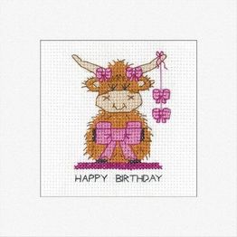 Highland Birthday Bow Greeting Card Cross Stitch Kit