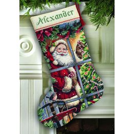 Candy Cane Santa Stocking Cross Stitch Kit