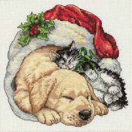 Christmas Morning Pets Cross Stitch Kit