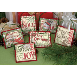 Christmas Sayings Cross Stitch Ornaments Kit (Set Of 6)