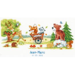 Animal Fun - A Walk In The Woods Birth Record Cross Stitch Kit