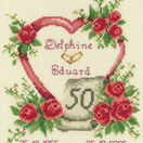 Golden 50th Wedding Anniversary Heart Cross Stitch Kit additional 2