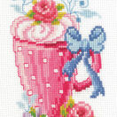 Pink Latte Coffee Cup & Flowers Cross Stitch Kit additional 1