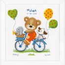 Cycling Bear Cross Stitch Birth Record Kit additional 2