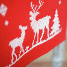 Christmas Reindeer On Red Embroidery Table Runner Kit additional 2