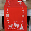 Christmas Reindeer On Red Embroidery Table Runner Kit additional 1