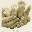 Baby Feet Parents Hands Cross Stitch Birth Sampler Kit additional 1