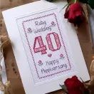 40 Ruby Wedding Anniversary Card Cross Stitch Kit additional 1