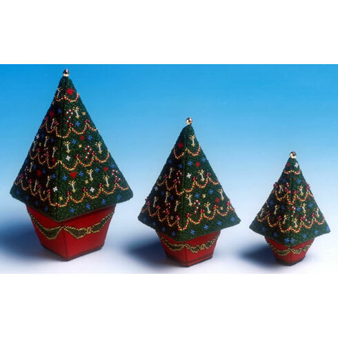 Set of 3 Christmas Trees 3D Cross Stitch Kit