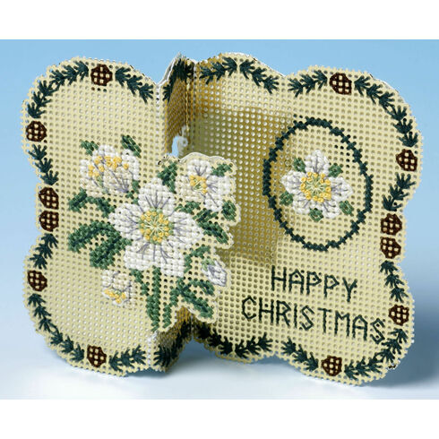 Golden Flowers Christmas Card 3D Cross Stitch Kit