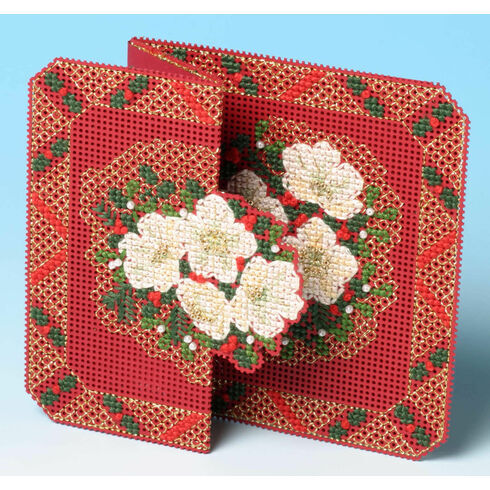 Christmas Rose Card 3D Cross Stitch Kit