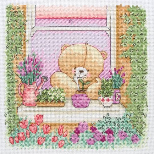 Forever Friends Floral Window Cross Stitch Kit