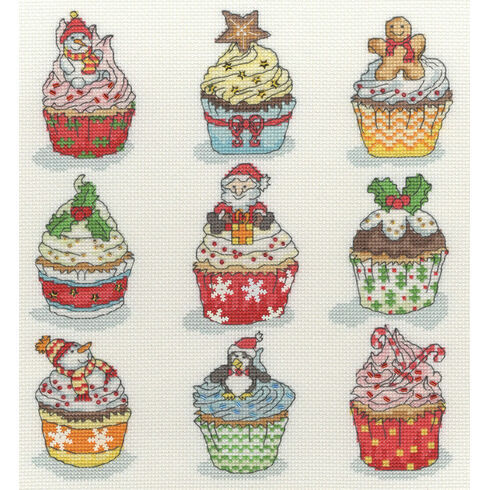 Christmas Cup Cakes Cross Stitch Kit