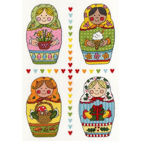 Four Russian Dolls Cross Stitch Kit