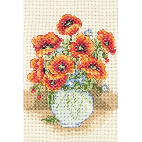 Poppy Flower Vase Starter Cross Stitch Kit