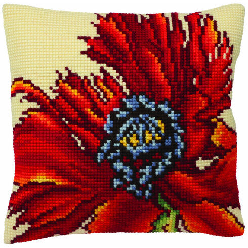 Extravagant Poppy Cushion Panel Cross Stitch Kit