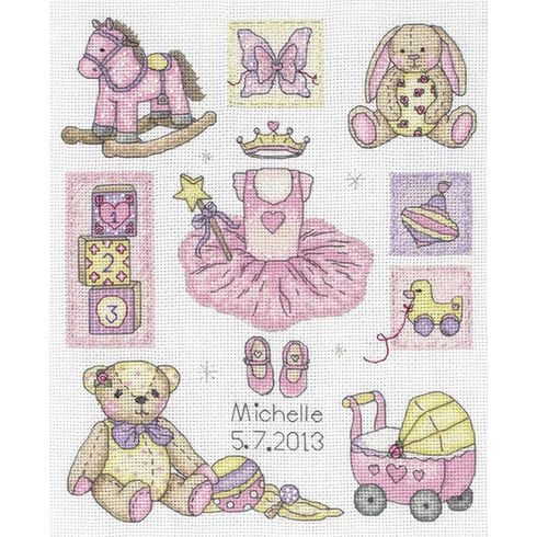 Girl Birth Sampler Cross Stitch Kit