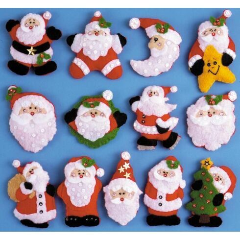 Lots of Santas Felt Ornaments Kits