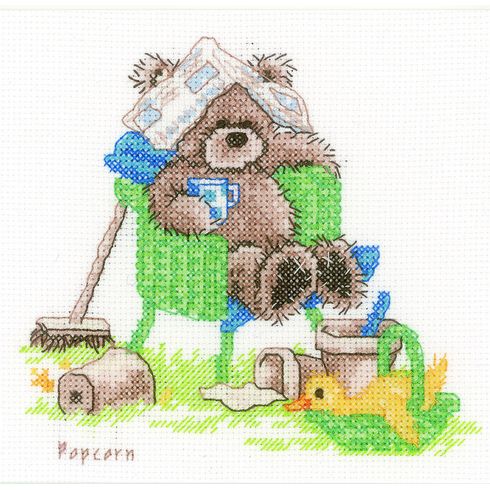 Popcorn Bear Breaktime Cross Stitch Kit