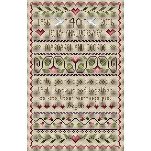 Ruby Wedding Anniversary Cross Stitch Kit
