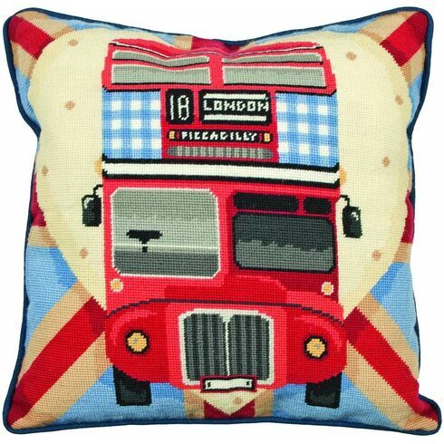 Red Bus On Union Jack Tapestry Cushion Panel Kit