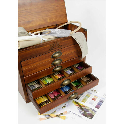 DMC Vintage Style Wooden Collectors Box With 500 Skeins Of Stranded Cotton Thread