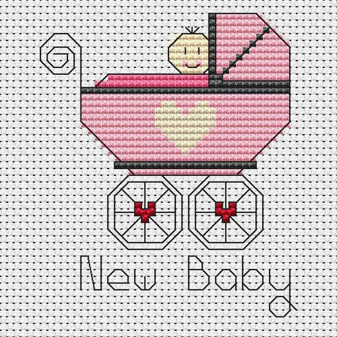 New Baby Girl Cross Stitch Card Kit