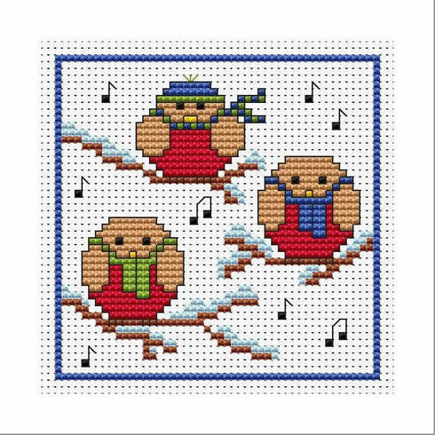 Rockin' Robins Cross Stitch Christmas Card Kit