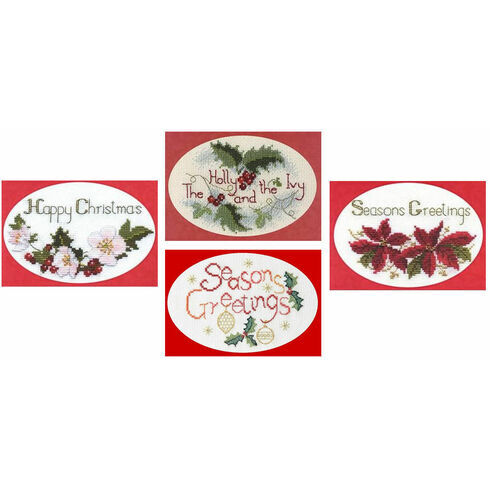 Greetings Collection Set Of 4 Christmas Card Cross Stitch Kits