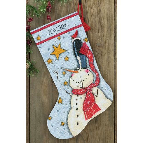 Tall Hat Snowman Stocking Cross Stitch Kit