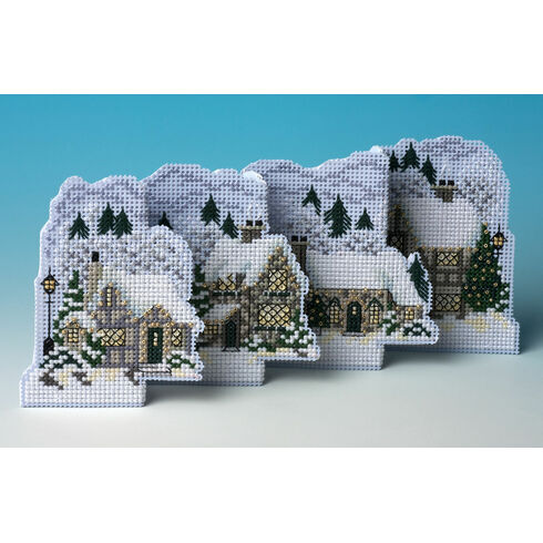 White Christmas Deluxe 3D Cross Stitch Card Kit