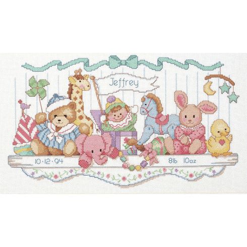 Toy Shelf Birth Record Cross Stitch Kit