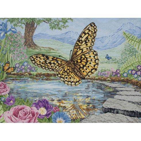 Butterfly &amp; Flowers Cross Stitch Kit