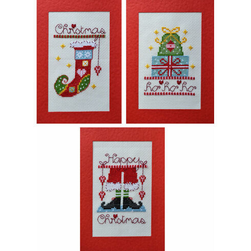 Christmas Stockings, Presents & Santa Cross Stitch Card Kits (Pack B)