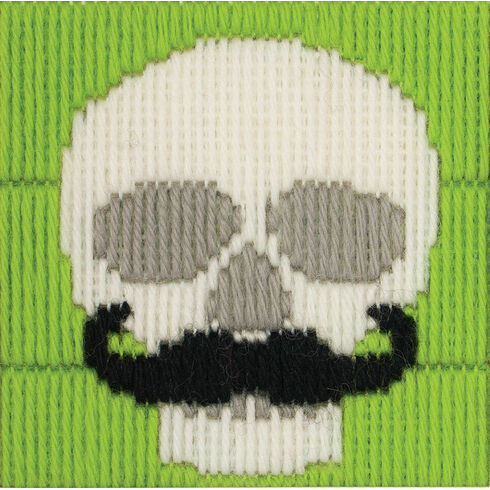 Skull With Moustache Long Stitch Kit
