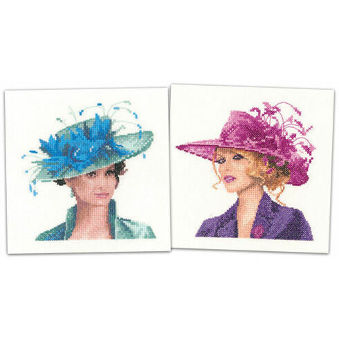 Set Of 2 Elegance Miniature Portrait Cross Stitch Kits - Josephine & Sarah