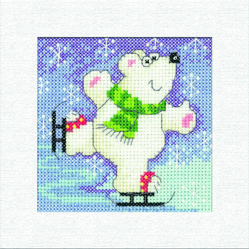 Polar Bear Square Christmas Card Cross Stitch Kit