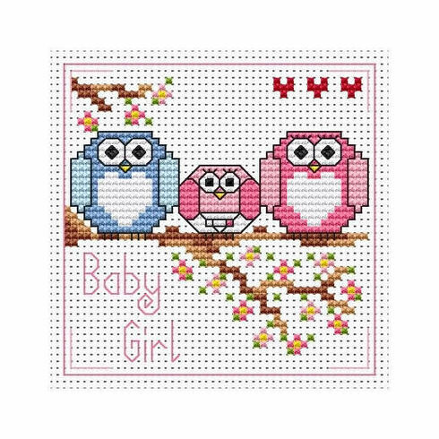 The Twitts Baby Girl Cross Stitch Card Kit