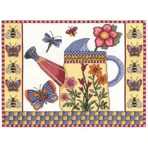 Butterfly Watering Can Cross Stitch Kit