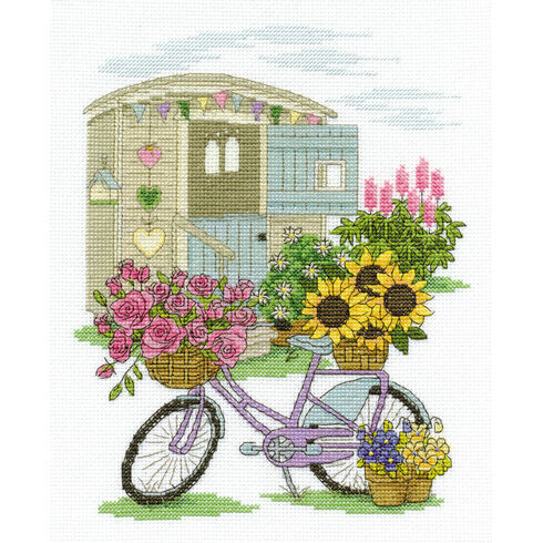 Flowery Bicycle Cross Stitch Kit