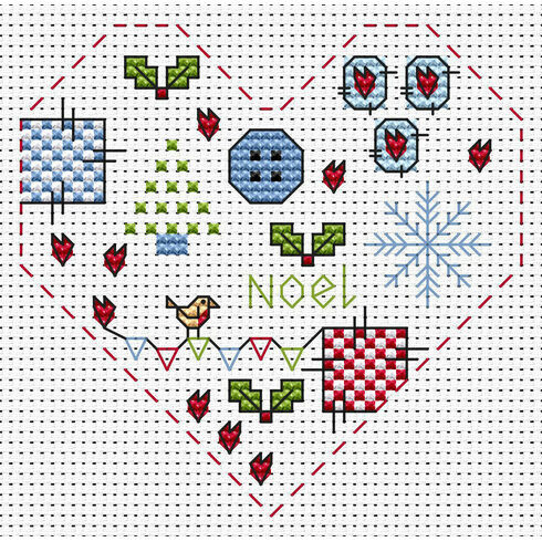 Christmas Heart Cross Stitch Card Kit