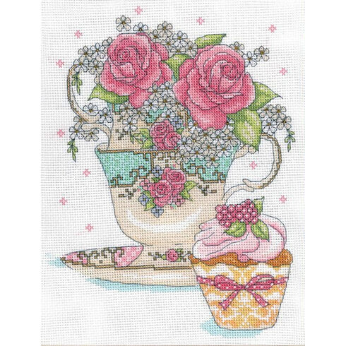 Teacup Roses Cross Stitch Kit