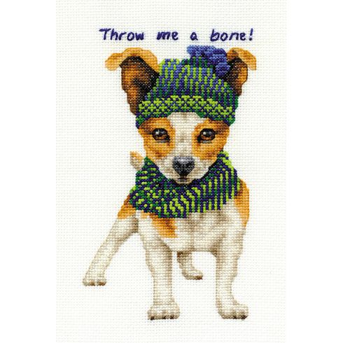 Jack Russell Throw Me A Bone Cross Stitch Kit