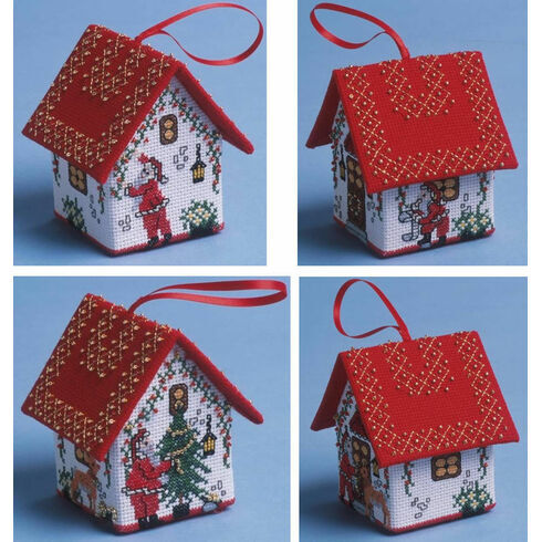 Set Of Four Santa House 3D Cross Stitch Kits