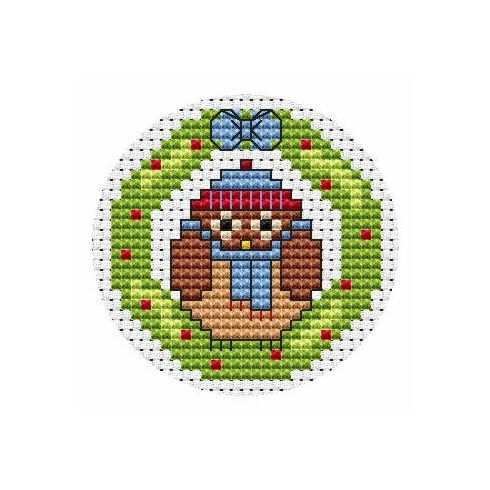 Owl Wreath Christmas Card Cross Stitch Kit