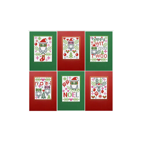 Happy Twitmas Twoo Cross Stitch Card Kits (Set of 6)