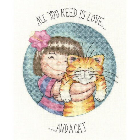 All You Need Is Love And A Cat Cross Stitch Kit