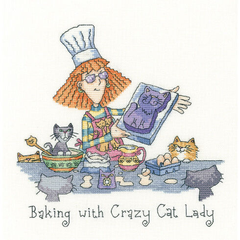 Baking With Crazy Cat Lady Cross Stitch Kit